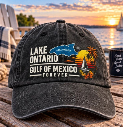 🔥LAST DAY 50% OFF - 🍁🌊Lake Ontario & Gulf Forever Vintage Embroidered Cap (🧢100% Cotton)