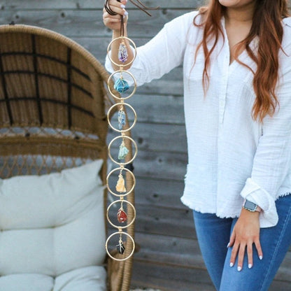 🧵 Handwoven 7 Chakra Crystal Wall Hanging – Tree of Life Energy Decor 🌈✨