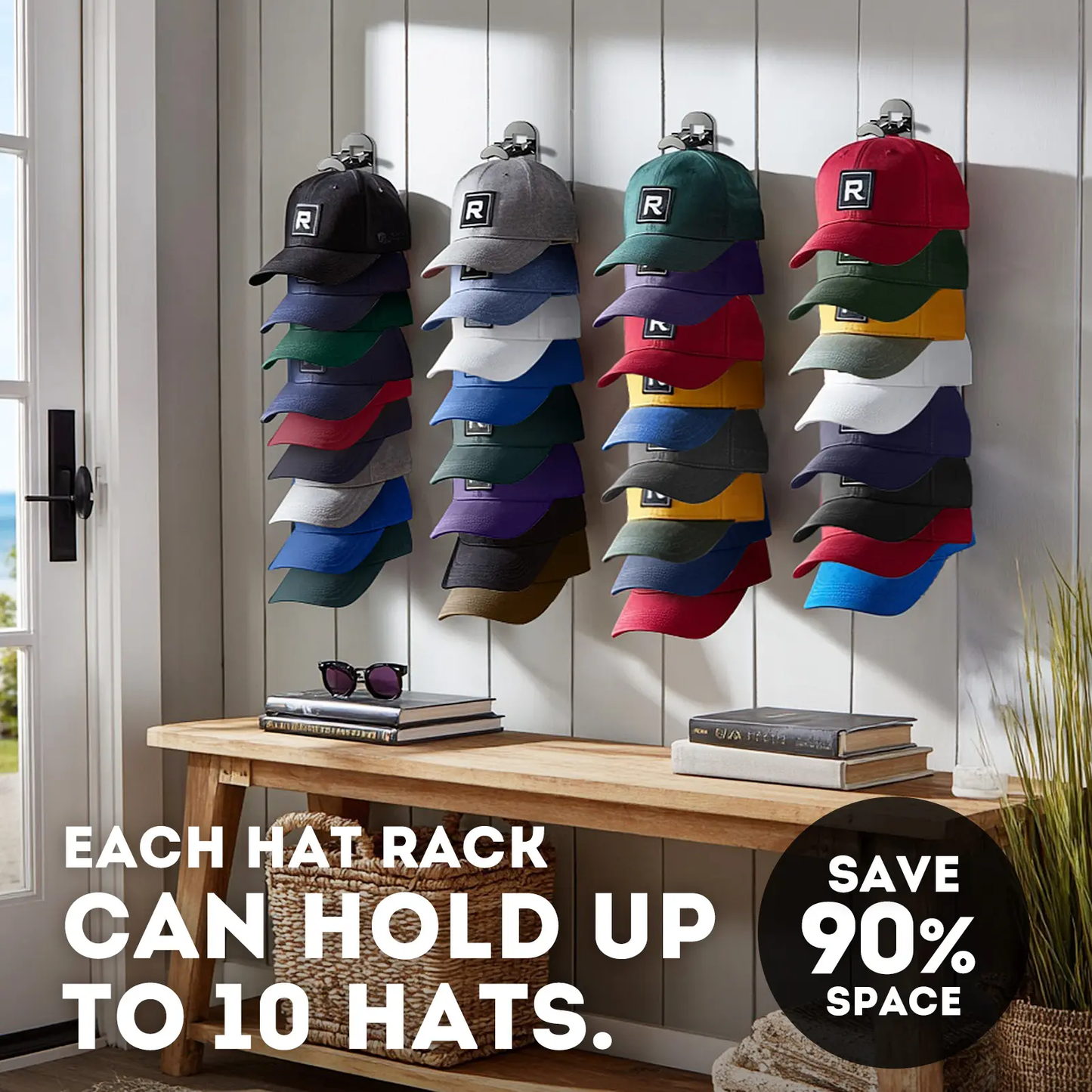 🧢Wall-mounted hat rack – each rack can hold 10 hats🧢