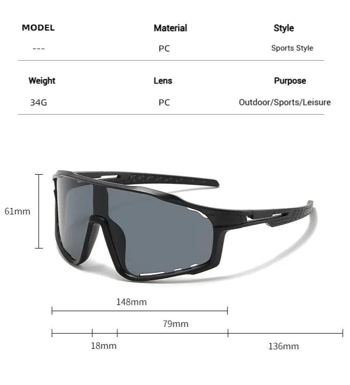 Photochromic UV-Protective Sports Sunglasses