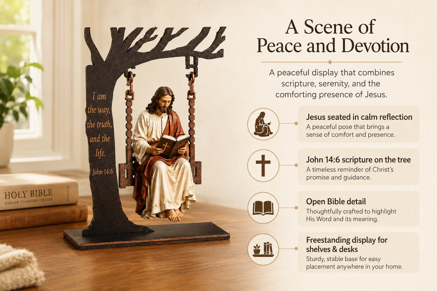 ✨ 50% OFF Today | Jesus Swing Hanging Ornament ✝️ Peaceful Christian Decor for Home & Gifts