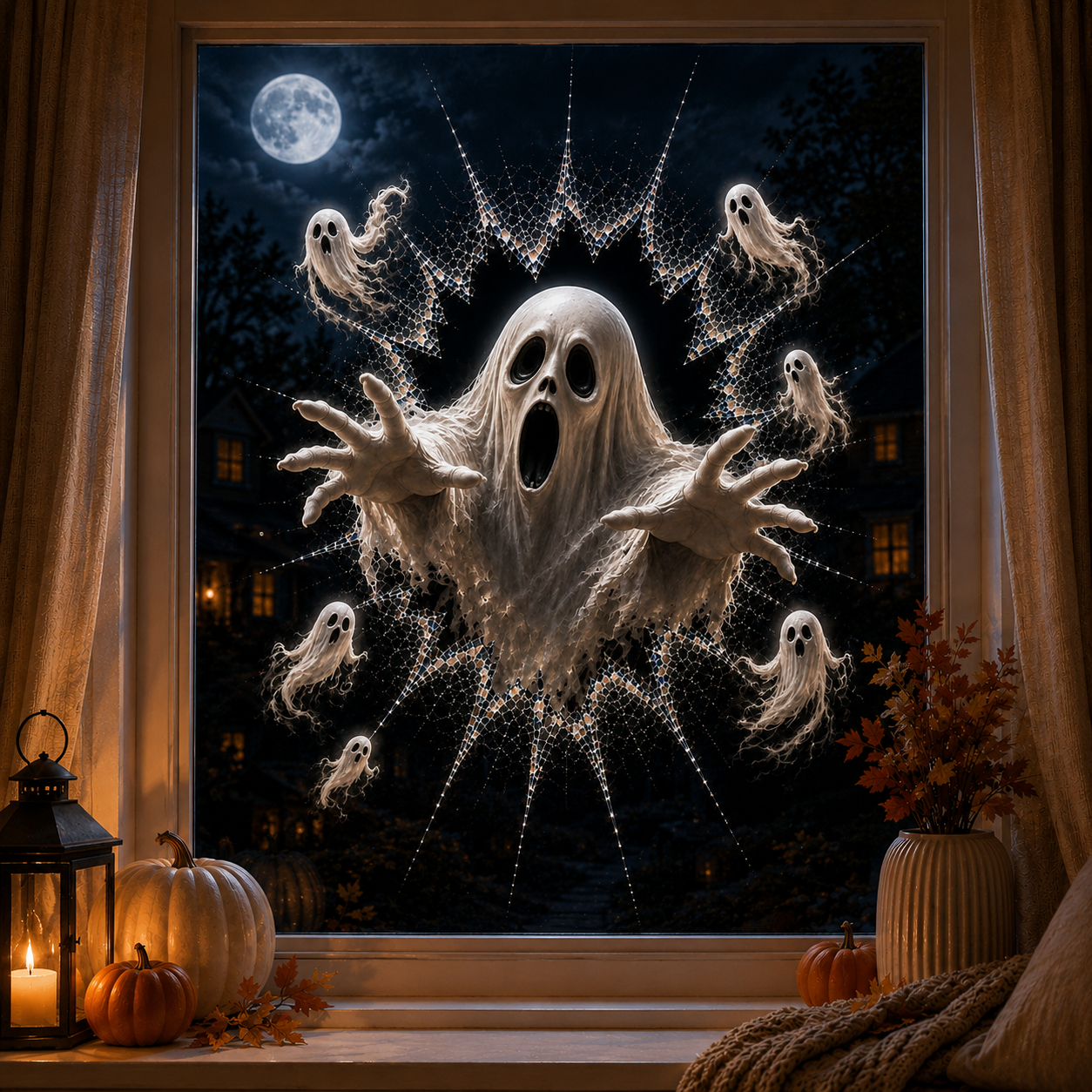 🎃 2026 Halloween Window Decals – 3D Crack Glass Spooky Decorations for a Haunted Halloween Scene