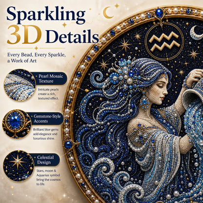 49% OFF – ✨ Premium 3D Pearl 12 Zodiac Signs Art Kit | Luxury Flocked Canvas with Scratch-Resistant Non-Fading Pearl Beads DIY Handmade Astrology Decor ♈🌙💎