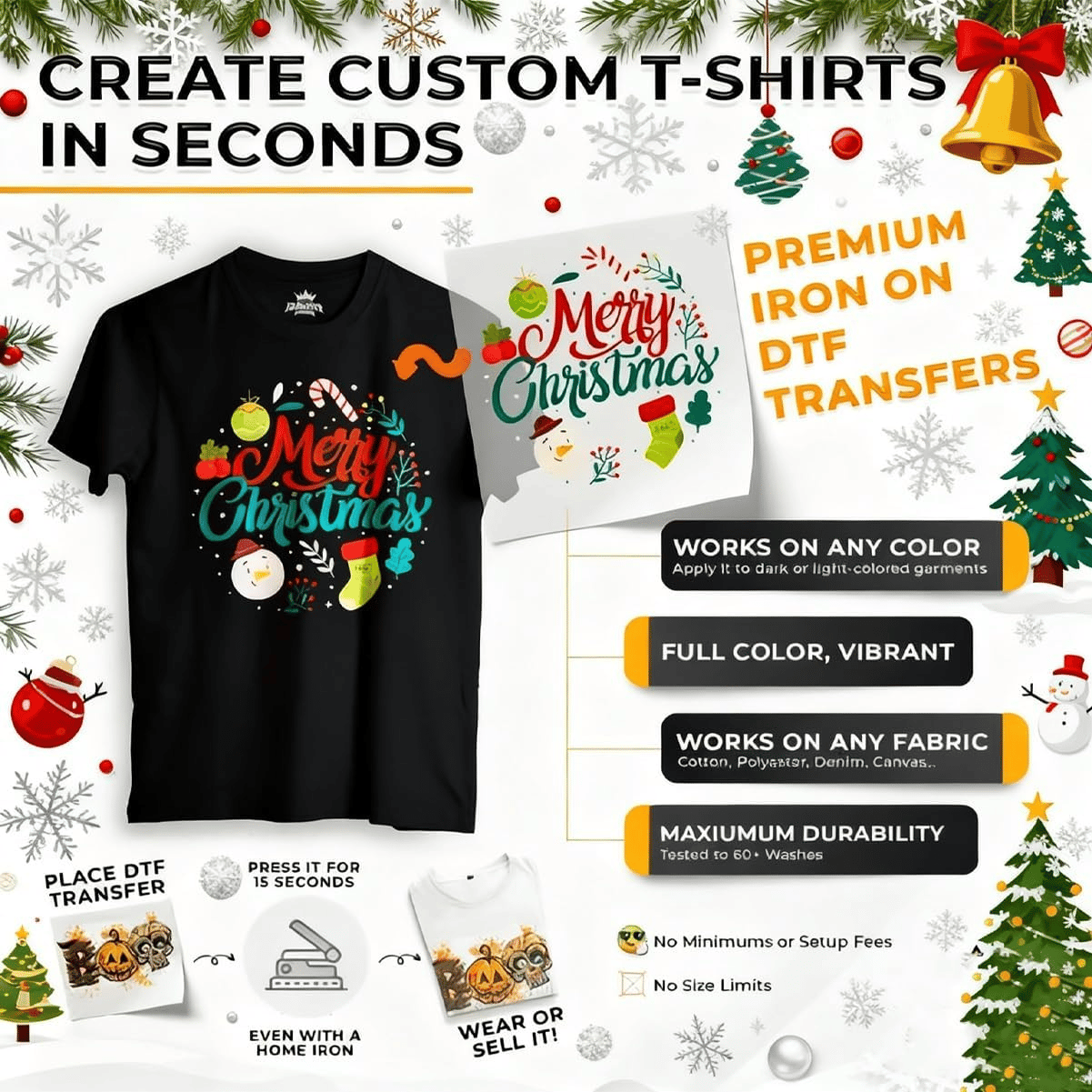 🎄15PCS Christmas Mystery DTF Transfer Bundle  for Festive DIY Creations