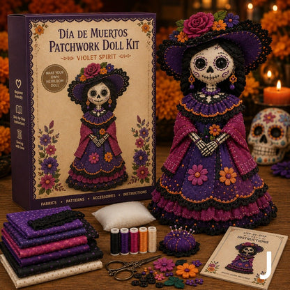🔥 LAST DAY 50% OFF – Day of the Dead Patchwork Doll DIY Kit | Handmade Fabric Craft with Floral Details