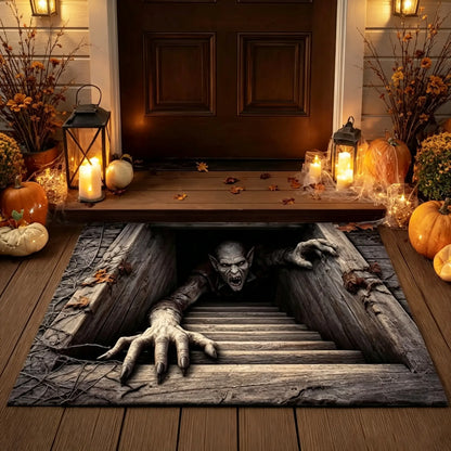 🎃💀 Halloween Front Door Mat – Festive 3D Visual Skull & Clown Horror Rug