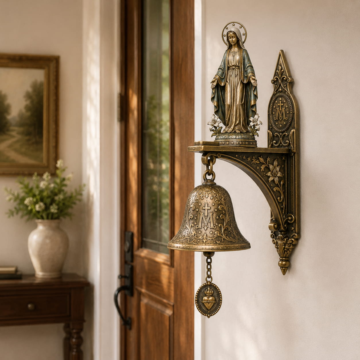 ✨ Limited-Time 49% OFF | Our Lady of Grace Bronze Wall Bell 🙏 Faith-Inspired Catholic Decor