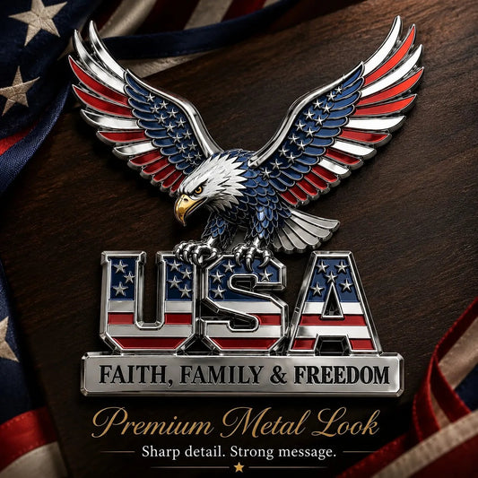 Buy 2 Get 1🔥 🇺🇸250th Anniversary - ★USA Faith, Family & Freedom★ Metal Emblem