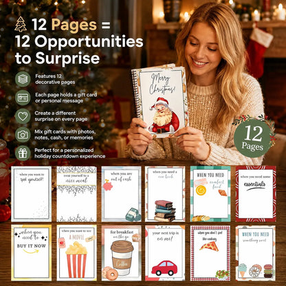 🔥🎁50% OFF!!!🎅Christmas Gift Card Booklet -👍DIY Spiral-Bound Christmas Gift Card Holder Book