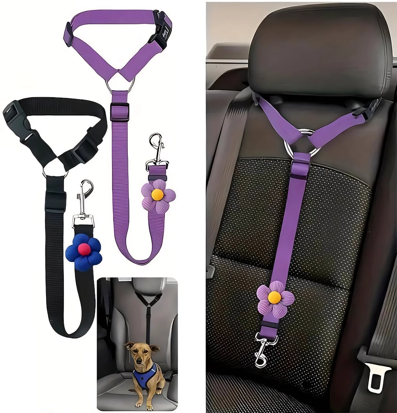 2-Pack Dog Travel Safety Belts