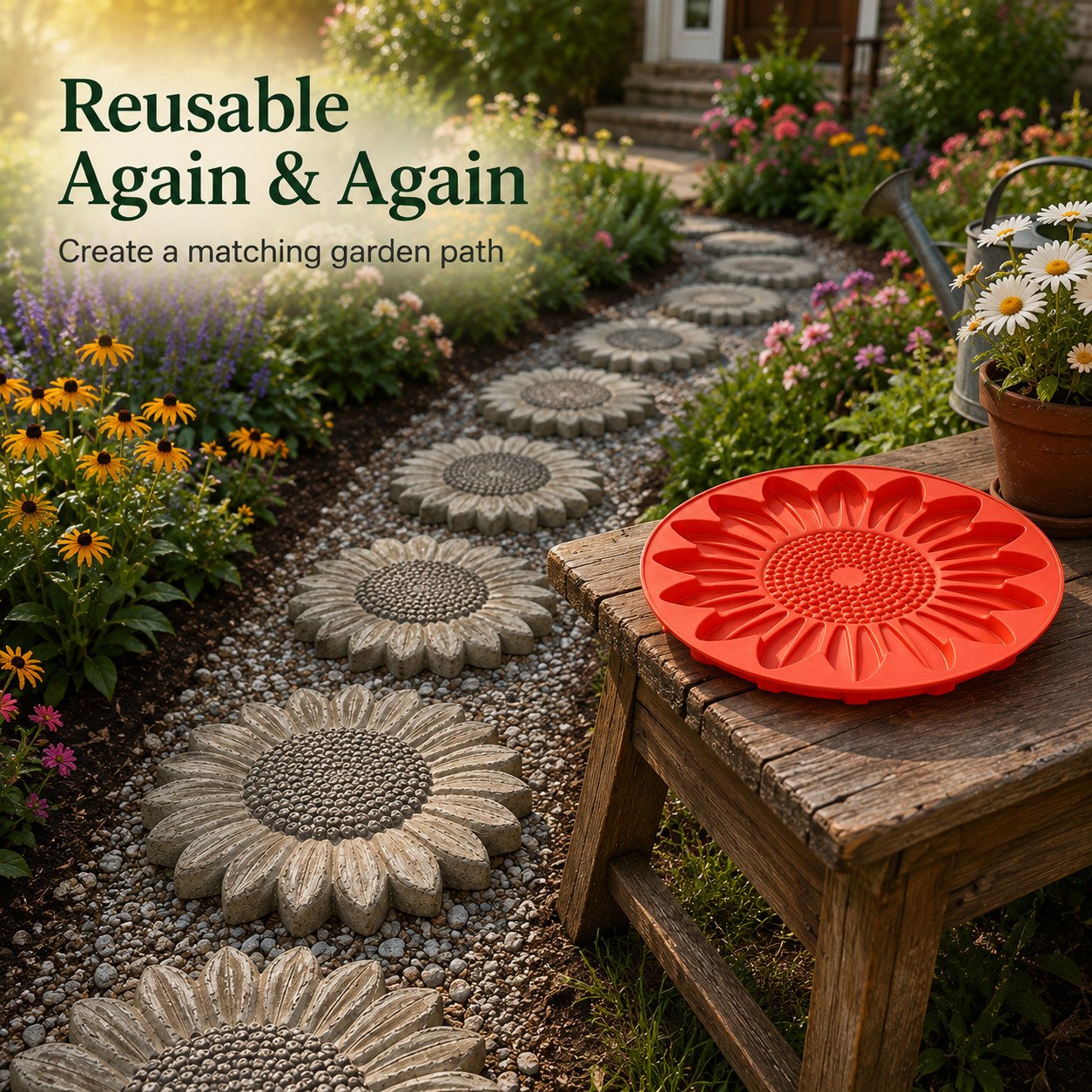 Limited Time Offer SAVE 50%🔥Reusable Sunflower Stepping Stone Mold