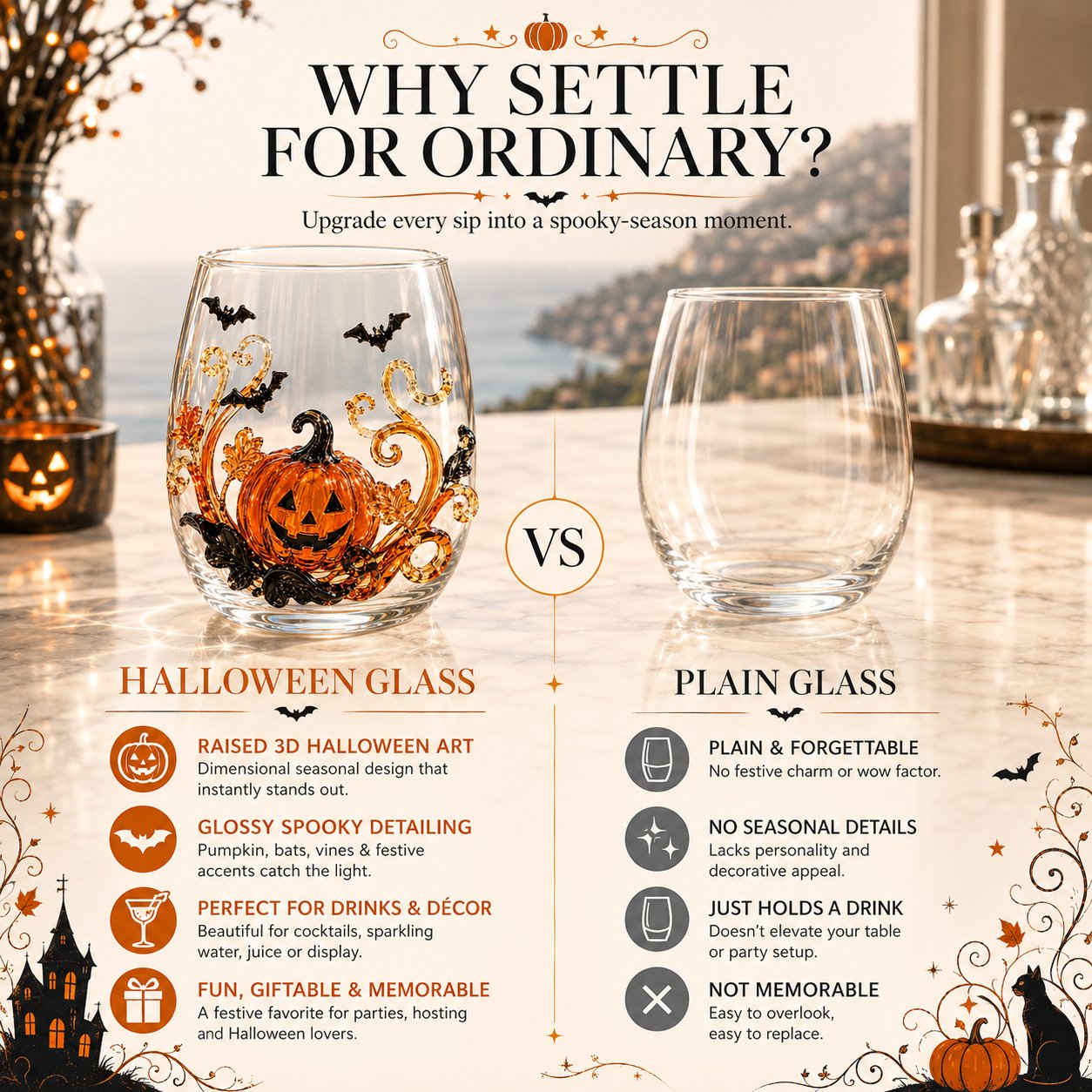 🎃 Limited-Time 49% OFF | 3D Halloween Glassware Collection ✨ Magical Cups for Spooky Party Moments