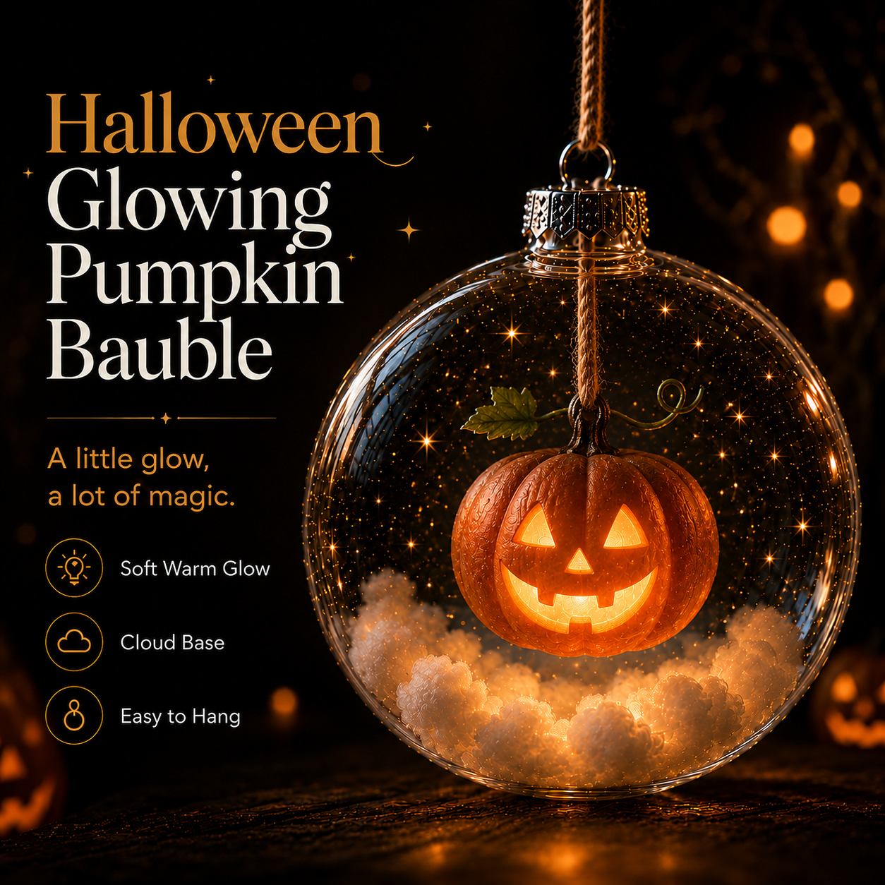 🎃 Limited Halloween Collection-Glowing Halloween Ornament Collection – Cat, Witch, Pumpkin & Ghost Baubles