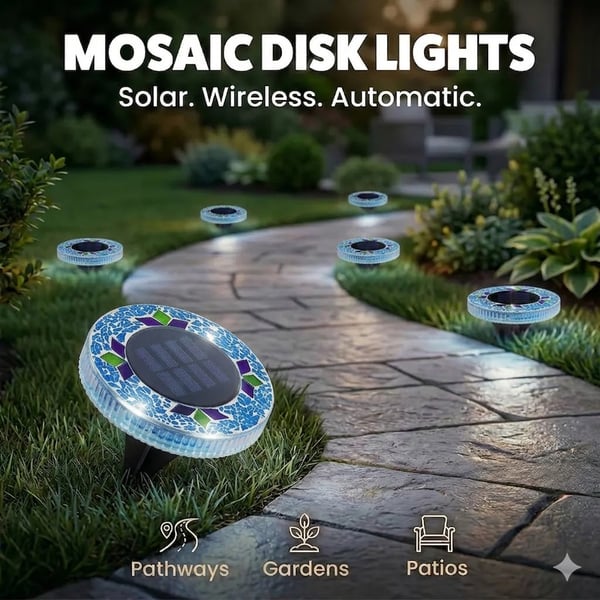 50% OFF !!! ⏰ Solar Disk Lights – Handcrafted Mosaic Outdoor LED Waterproof Light