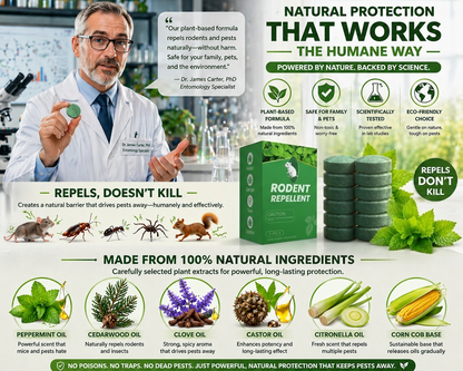 💥LAST DAY SALE 50%OFF💥🟢 Natural Peppermint Rodent Repellent Tablets – 12 Pack