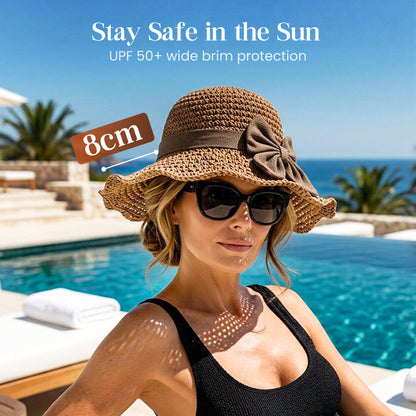 HOT Sales！！！👒Elegant Woven Straw Sun Hat with Bow 🌞