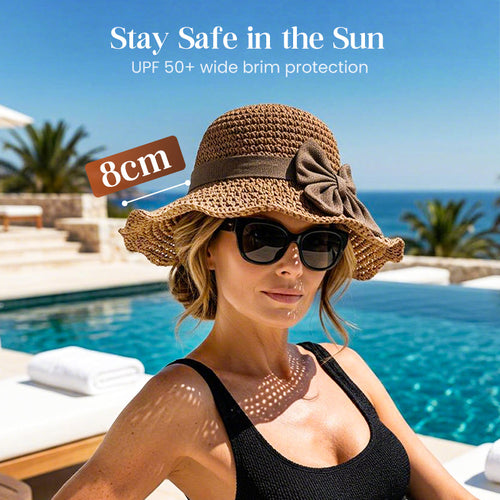 HOT Sales！！！👒Elegant Woven Straw Sun Hat with Bow 🌞