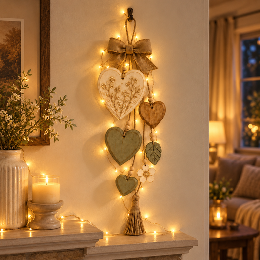 🏡🌼 Rustic Heart & Wildflower Wall Hanging – Solid Wood Farmhouse Décor