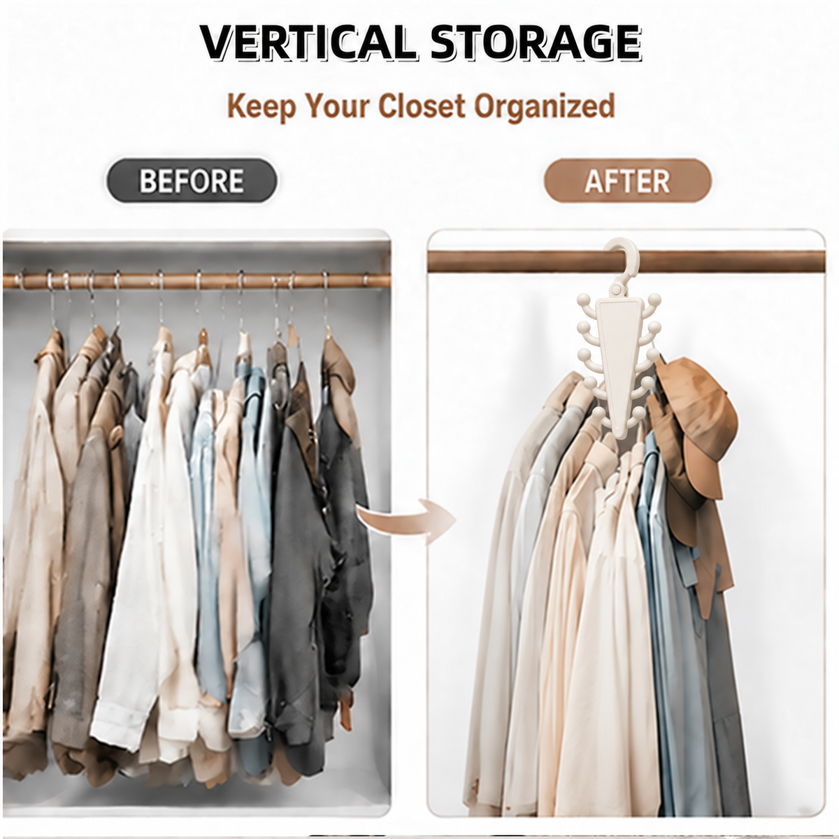 Space-Saving 12-Hook Rotating Closet Organizer