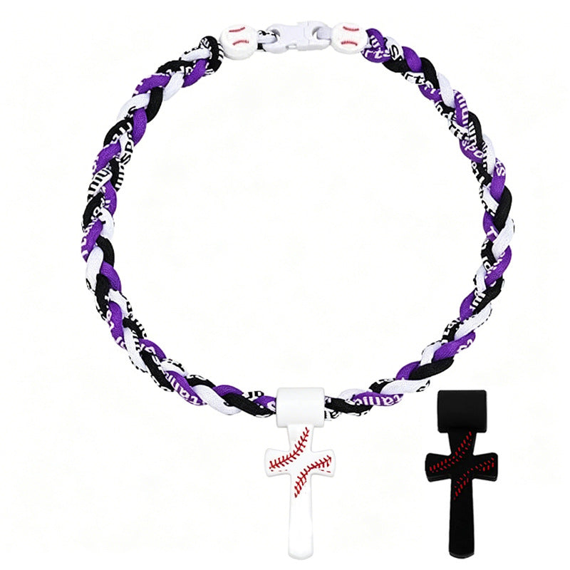 ⚾✝️ Triple-Rope Baseball Cross Necklace | Inspirational Sports Pendant with Faith Charm