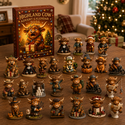 🎄 24 Days of Highland Cow Christmas Advent Calendar 2026 | 24 Unique 3D Cow Figures