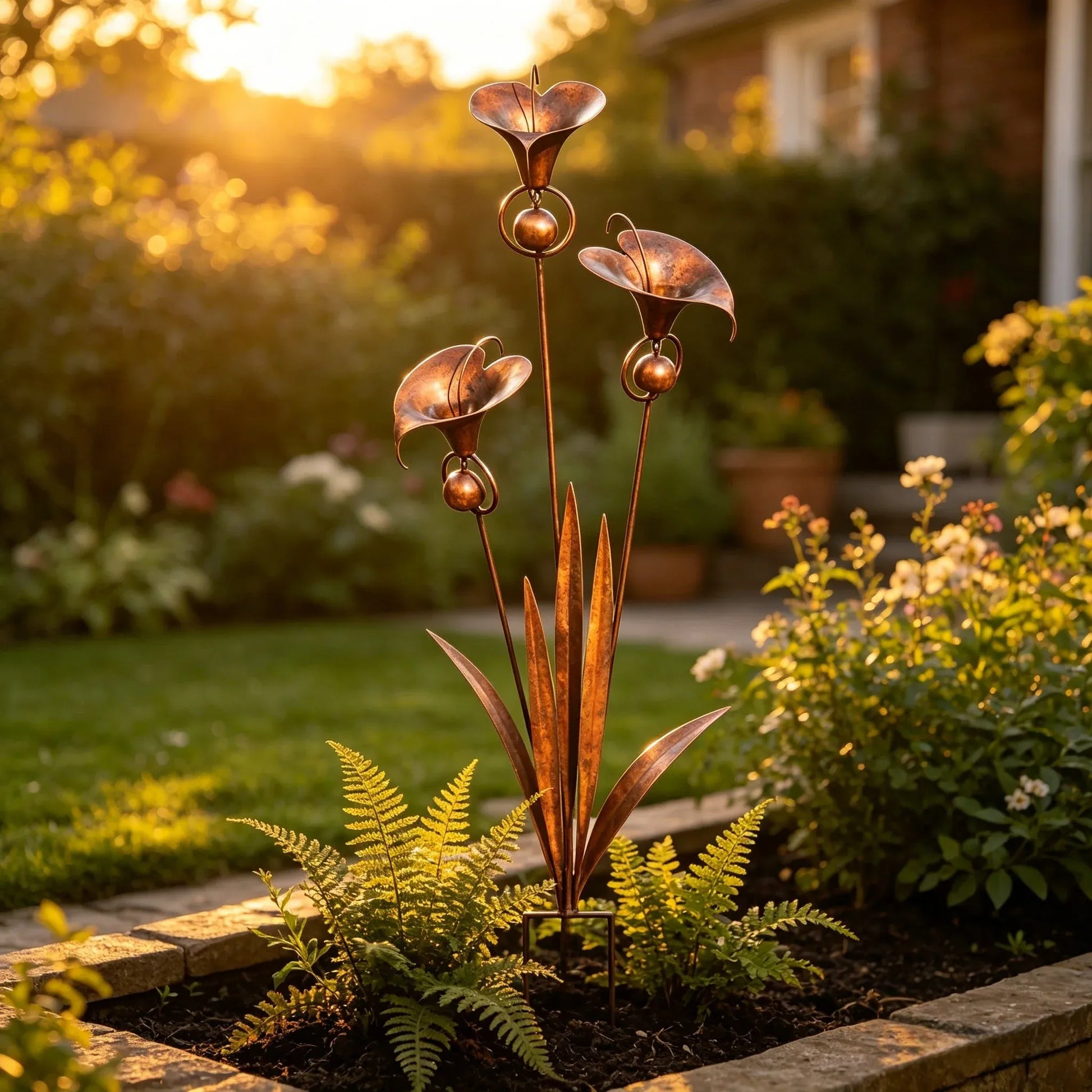 🏡Flamed Three Calla Lilies Garden Stake with Bells-yy