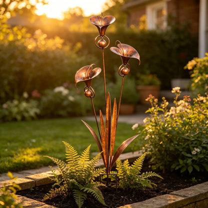 🏡Flamed Three Calla Lilies Garden Stake with Bells-yy