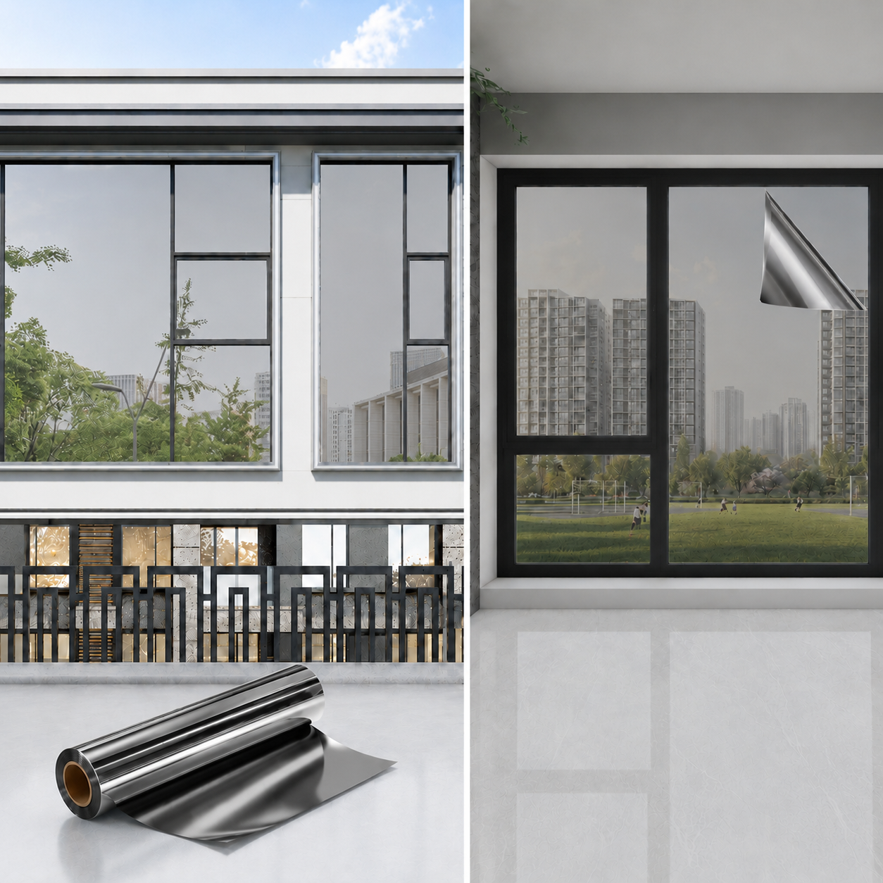 ☀️ One-Way Mirror Window Film – Heat Control & UV Protection
