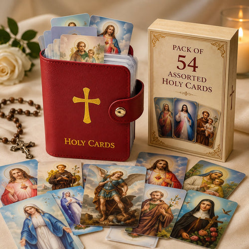 ✝️ Catholic Holy Card Holder – Pocket Prayer Card Organizer with Snap Closure