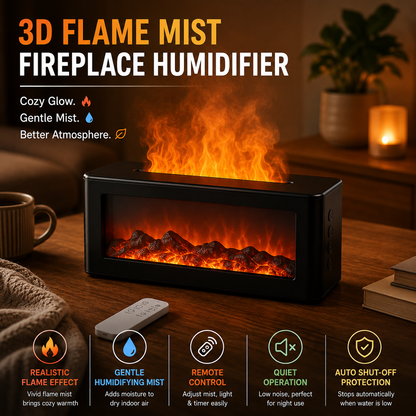 🔥Dance with Flames. Sleep in Serenity— Fireplace Flame Humidifier 🌙