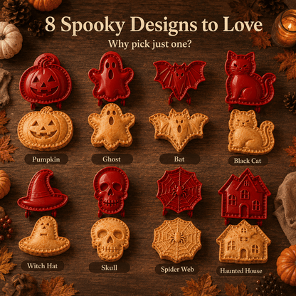 🎃 8-Piece Halloween Mini Hand Pie Mold Set – Spooky Pastry Cutters & Presses