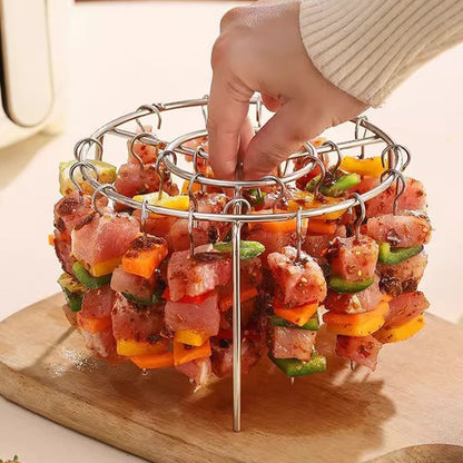 🔥 Hot Sale 50% OFF | Air Fryer Skewer Rack 🍢 360° Vertical Grill Stand for Easy BBQ-Style Cooking