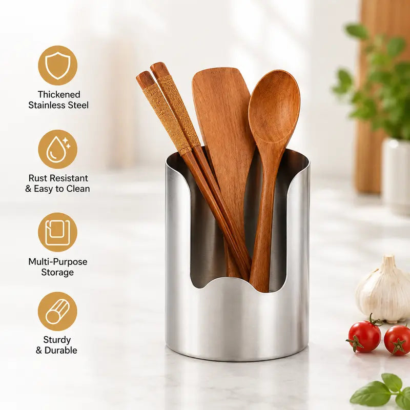 Thickened Stainless Steel Utensil Organizer, Rust Resistant Easy to Clean