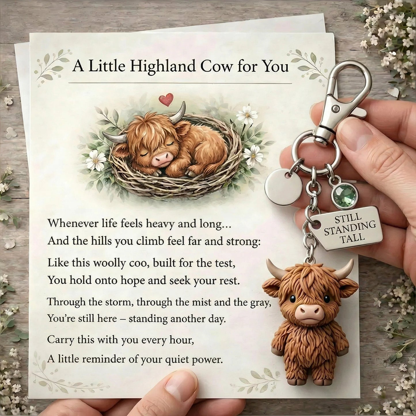 🔥 Hot Sale 49% OFF | Little Highland Cow Keychain 🐮 A Cute Daily Reminder of Strength & Courage