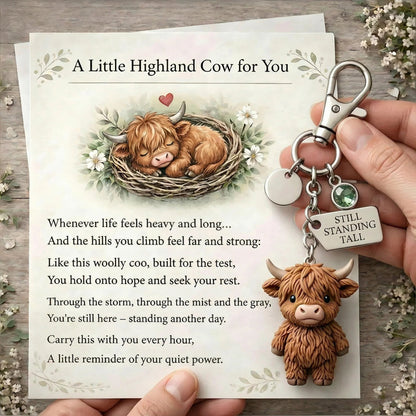 🔥 Hot Sale 49% OFF | Little Highland Cow Keychain 🐮 A Cute Daily Reminder of Strength & Courage
