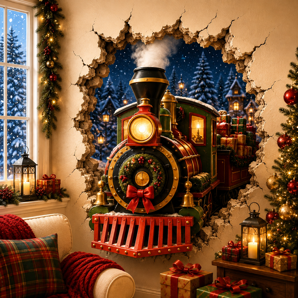 🔥Last Day 50% OFF-19.7'' Christmas Break-In Wall Decal