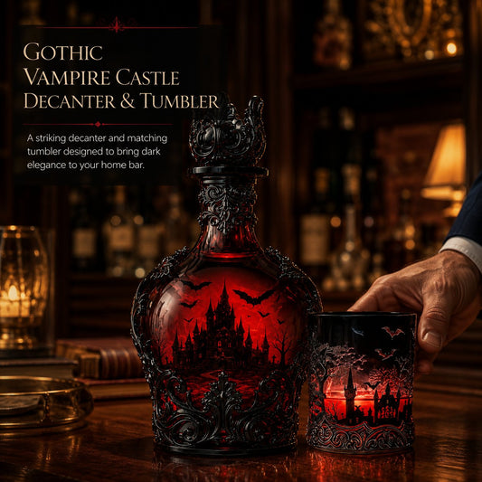 🦇🍺Gothic Vampire Castle Whisky Decanter & Tumbler(📦Buy 2 Free Shipping)