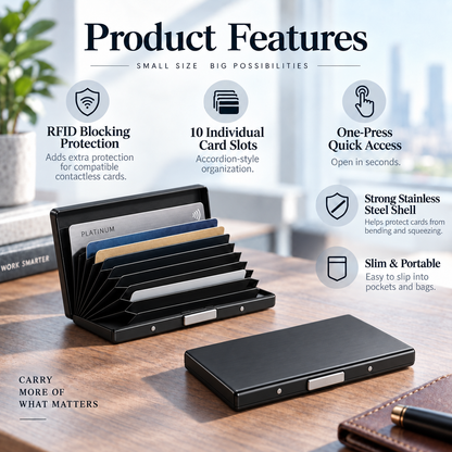 🔥Last Day 40% Off! Slim RFID-Blocking Stainless Steel Card Holder🗃️
