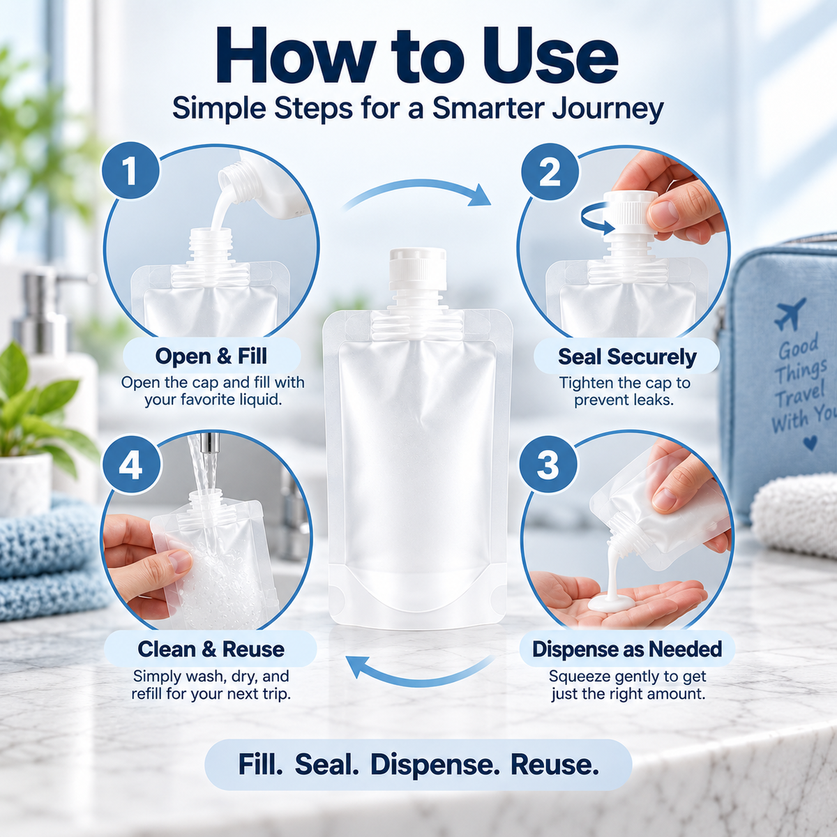 🔥Last Day 50% Off ✨Portable Travel Fluid Dispensing Packing Bag🏷️