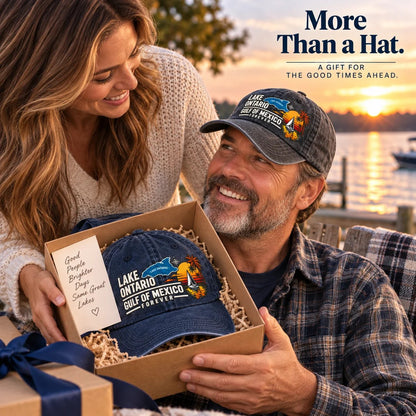 🔥LAST DAY 50% OFF - 🍁🌊Lake Ontario & Gulf Forever Vintage Embroidered Cap (🧢100% Cotton)