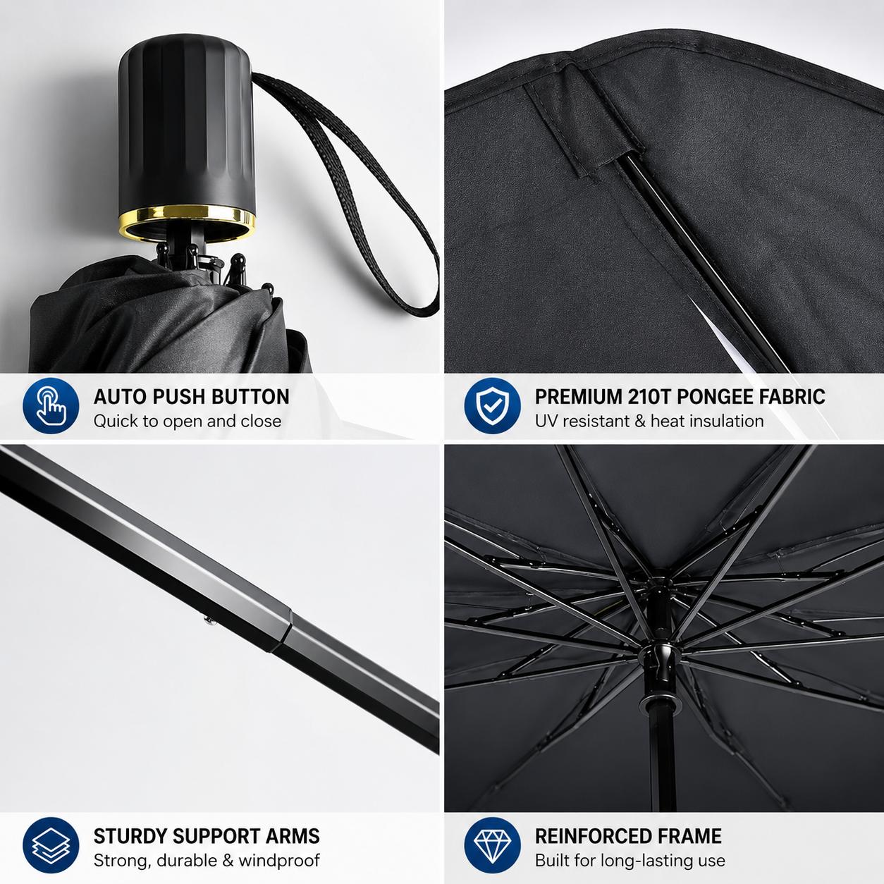 🔥Premium Titanium Silver Car Windshield Sun Shade Umbrella – Blocks Heat & Harsh Sunlight