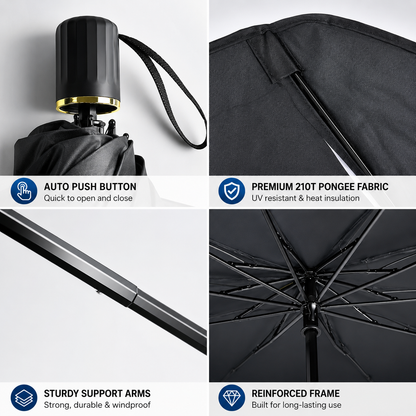 🔥Premium Titanium Silver Car Windshield Sun Shade Umbrella – Blocks Heat & Harsh Sunlight