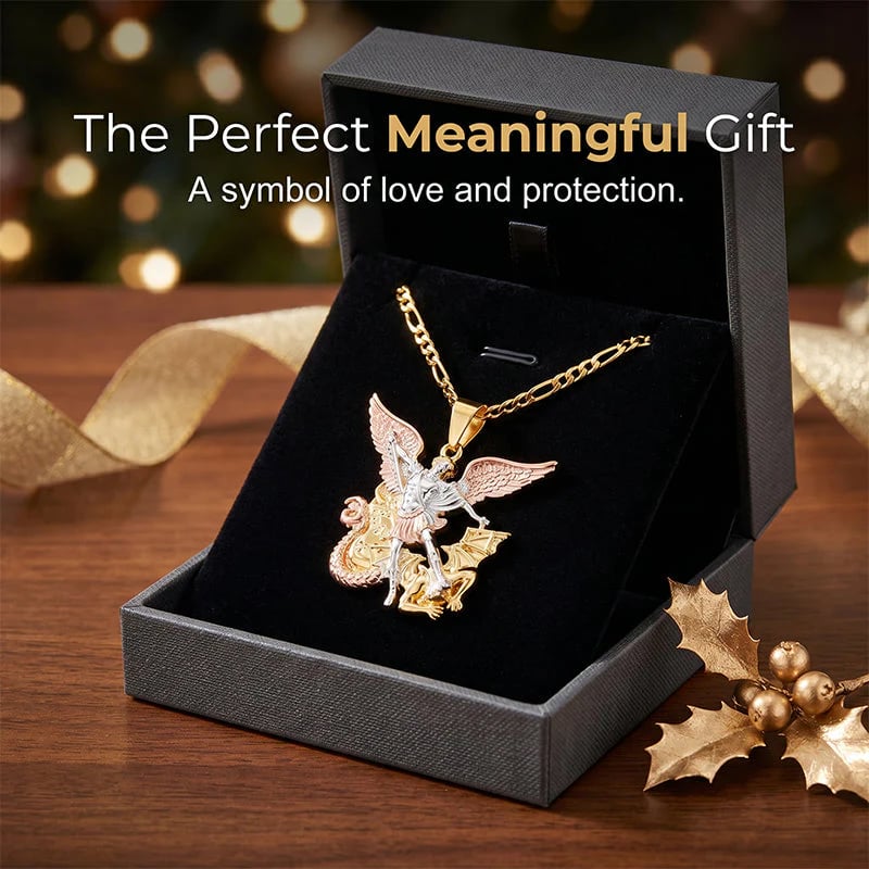🎁50% OFF💥Tri-Tone Angel Guardian Pendant Necklace ✨💛🪽