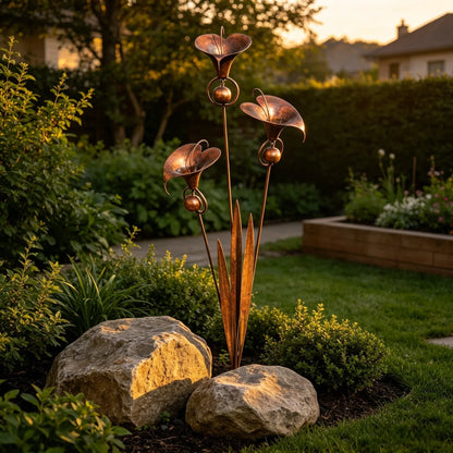 🏡Flamed Three Calla Lilies Garden Stake with Bells-yy