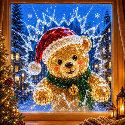 🔥Limited time 49% OFF -✨🎄19.7'' Crystal Christmas Break-In Window Decal — 3D Shattered-Glass Holiday Window Decoration