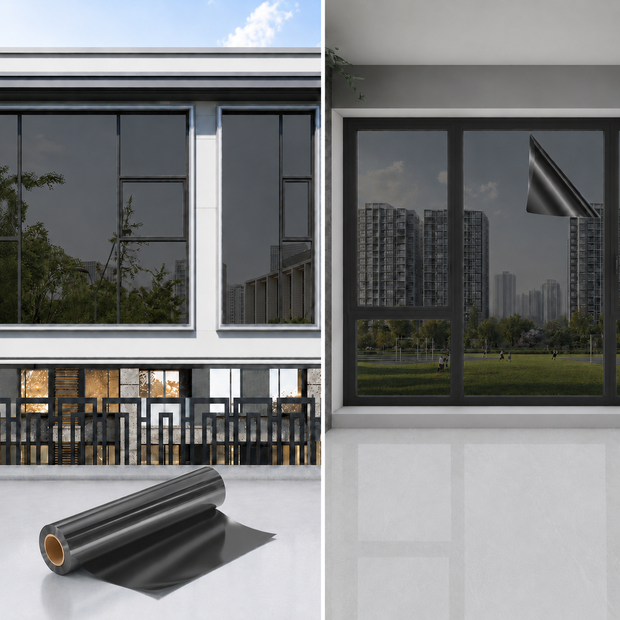 ☀️ One-Way Mirror Window Film – Heat Control & UV Protection