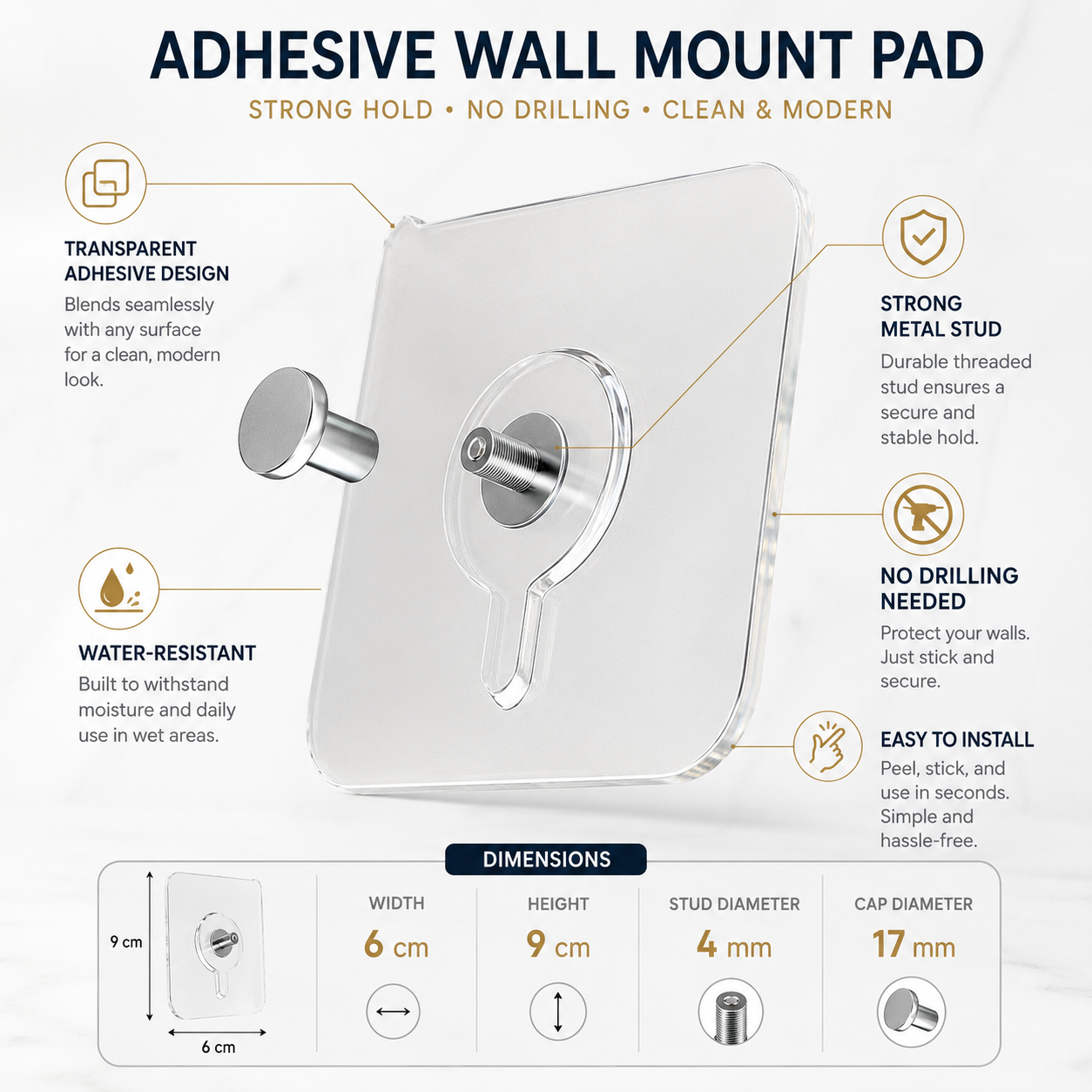 🔥 Limited-Time Deal — No-Drill Transparent Wall Hook✨
