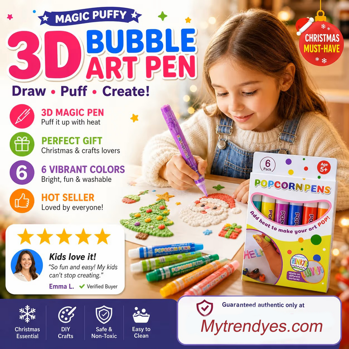 🎁🔮Magic Pen – Draw in 3D with a single stroke!🎄 DIY bubble "popcorn" effect drawing pens – Buy 3 Get 2 🔥