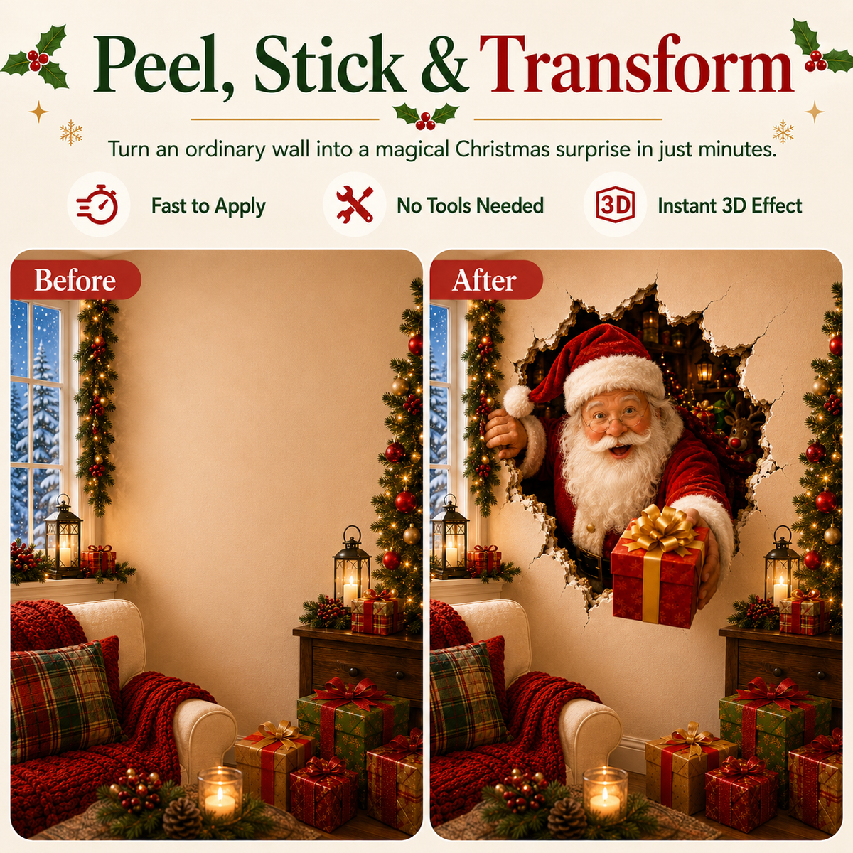 🔥Last Day 50% OFF-19.7'' Christmas Break-In Wall Decal