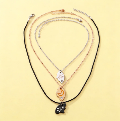 💕Magnetic Rhinestone Star, Moon & Sun Necklaces (3pc) – Connect as One